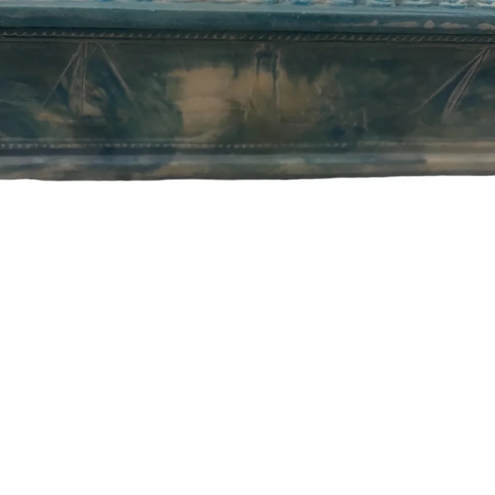 INCOLAY‎ CARVED NAUTICAL SCENES STONE BLUE &  WHITE LIDDED BOX RECTANGULAR